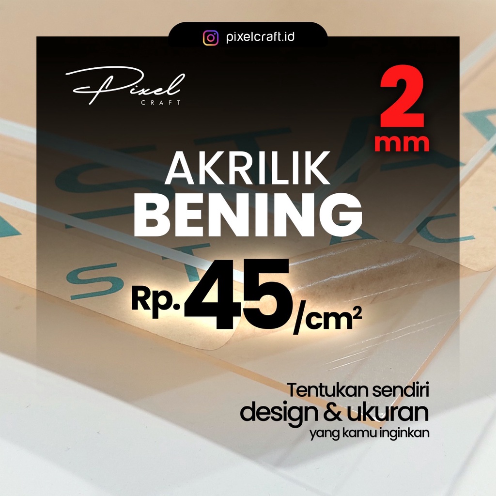 Potong Akrilik 2 mm Custom/Pemotongan Menggunakan Mesin Laser Cutting