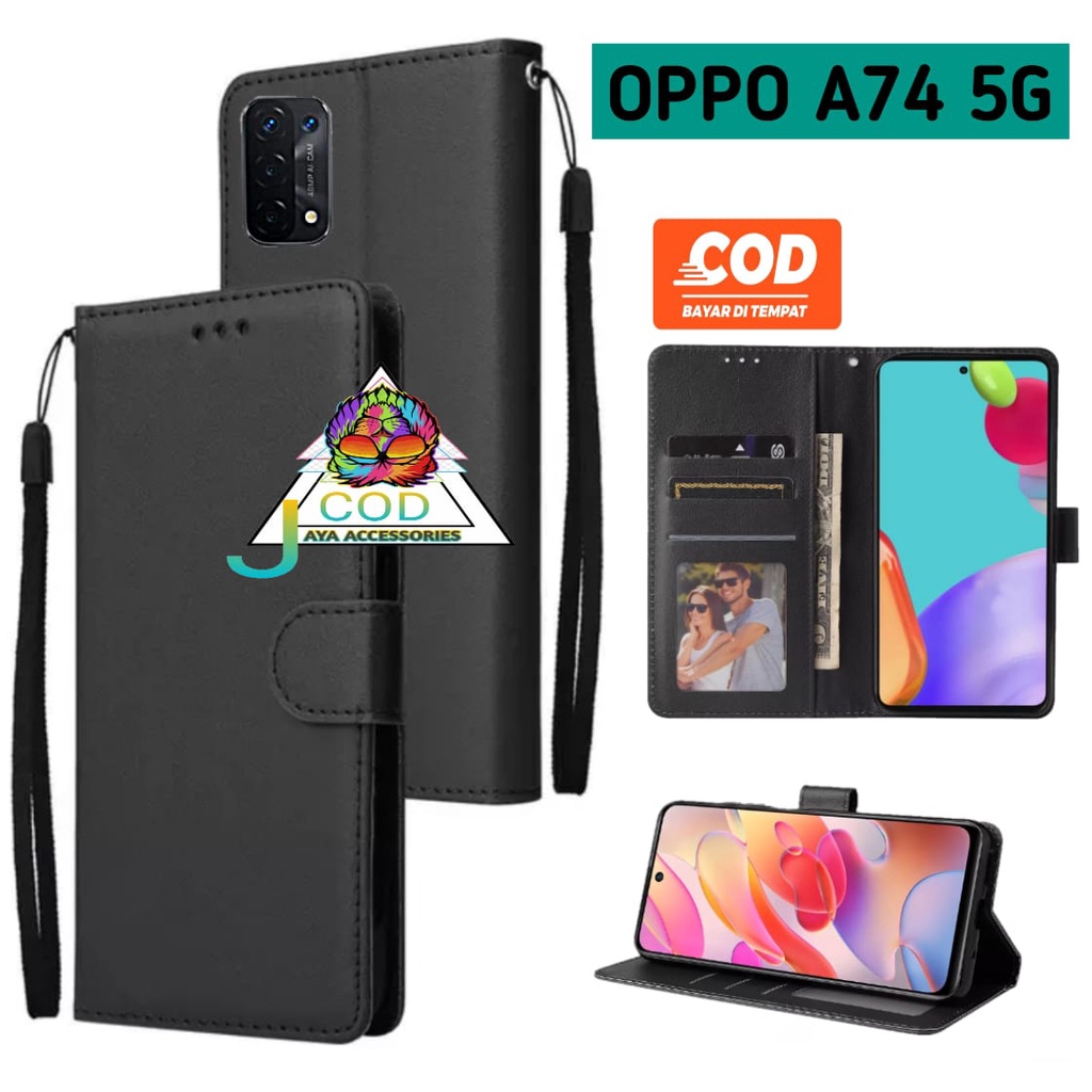 Case Dompet OPPO A74 5G Flip Dompet Kulit Slot Sim Kartu