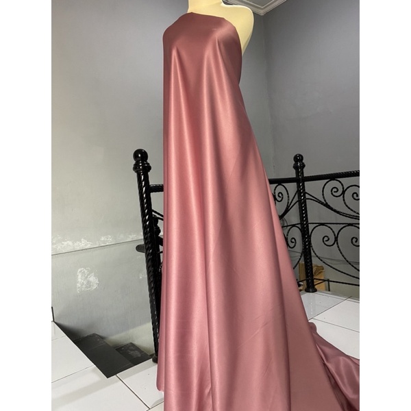 Kain Dasar Satin Saten Silk Velvet Premium Furing Bahan Kebaya Inner Kebaya Gamis Bisa Untuk Baground Foto Produk Warna Rose Bronze
