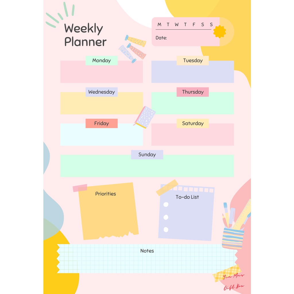 

Weekly Planner A6 Design 1.0 / Loose Leaf A6 / Bullet Jurnal / Planner Harian Loose Leaf A6 100gsm
