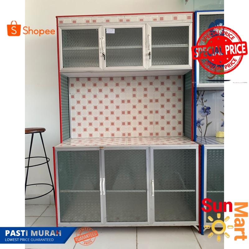 Rak Piring Jumbo 3 Pintu milan / Lemari dapur Serbaguna + Kunci