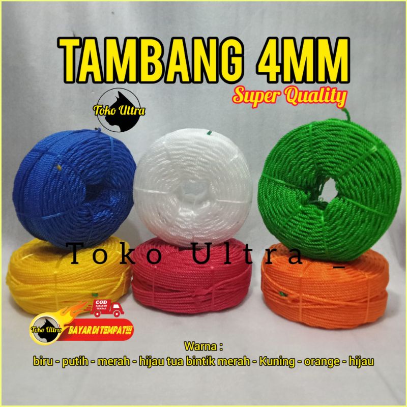 TALI 4MM (GREAT A) / TAMPAR 4MM / TAMBANG 4MM / TALI TERPAL MOBIL / TALI IKAT MOBIL / TALI PLASTIK 4MM / TALI KECIL / TALI KILOAN / TALI COD