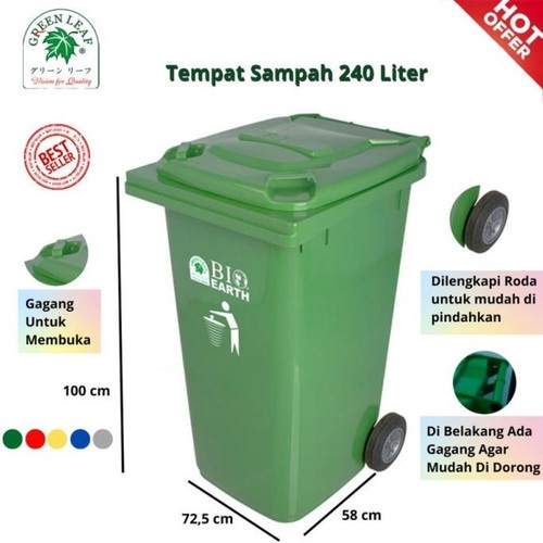 KOTAK SAMPAH 2024 BIO Dustbin 240L / Tempat Sampah GREENLEAF