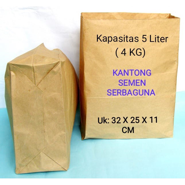 Kantong Kertas / Kantong Semen / Kantong Beras / Kantong Tepung / Kantong Packing  5 Ltr polos luar 