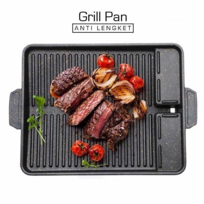 Termurah YAKINIKU GRILL PAN KOREAN GRILL PAN Panggangan BBQ Teflon anti lengket Alat panggang roti G
