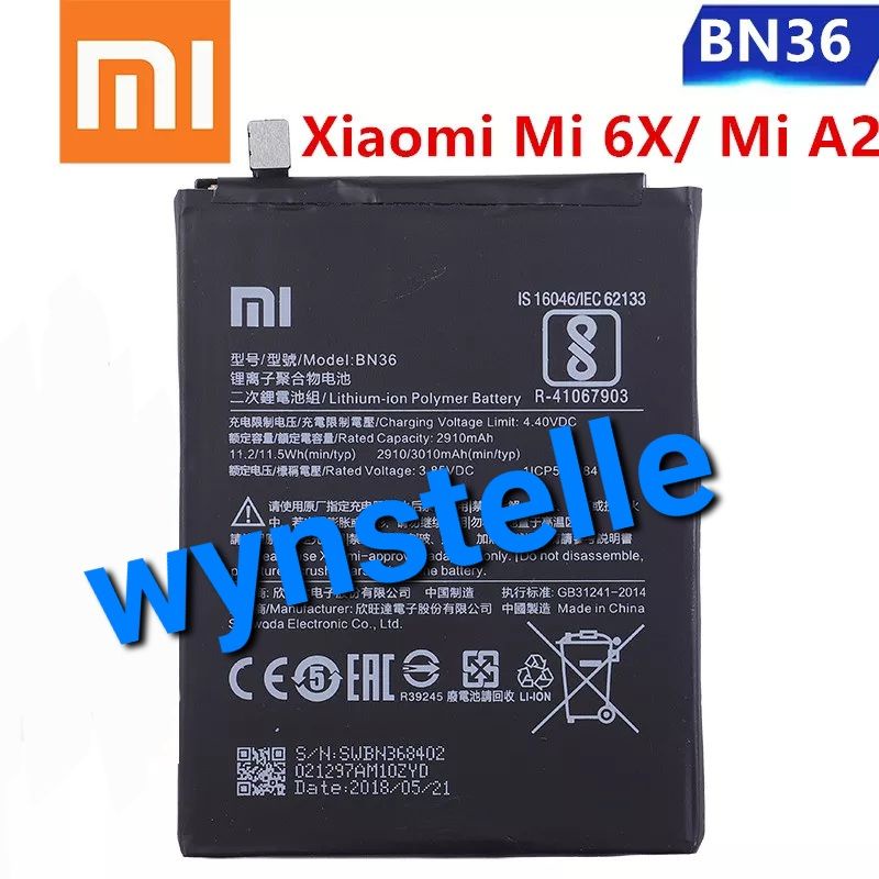 Baterai Batre XIAOMI MIA2 M1804D2SG M1804D2SI - XIAOMI MI6X - REDMI 6X BN36 ORI Model BN-36 BN 36