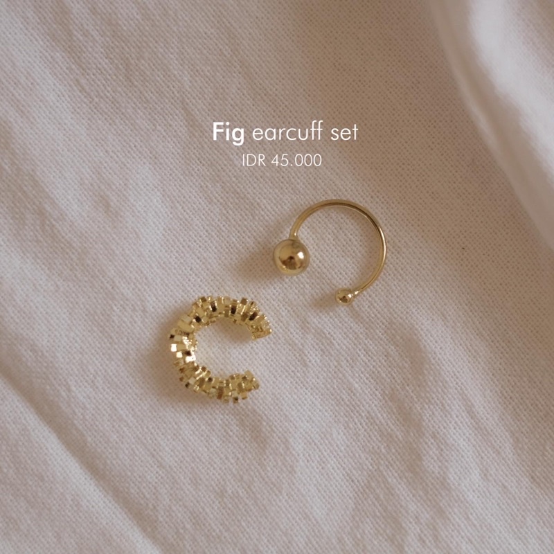 Ark.co - FIG earcuff anting cepit klip brittle gold asimetris minimalis