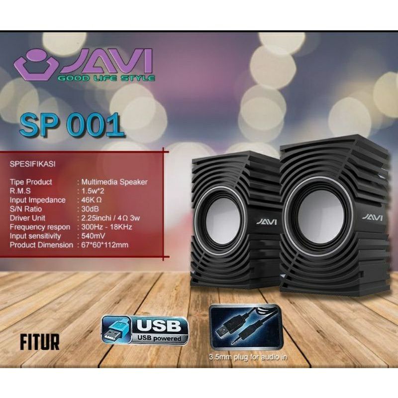 Speaker JAVI SP001 Super Bass Spiker USB Multimedia untuk Laptop Komputer dan HP Speaker AUX