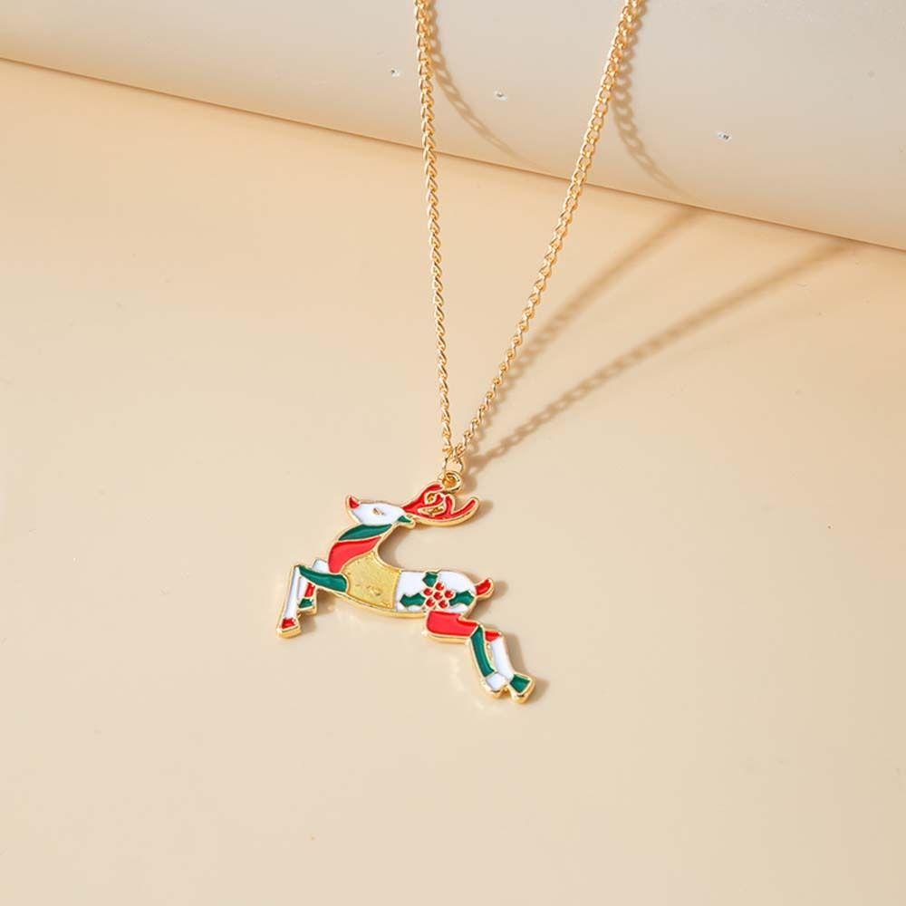 NEEDWAY Needway Kalung Natal Hadiah Natal Elk Santa Claus Merry Christmas Clavicle Necklace