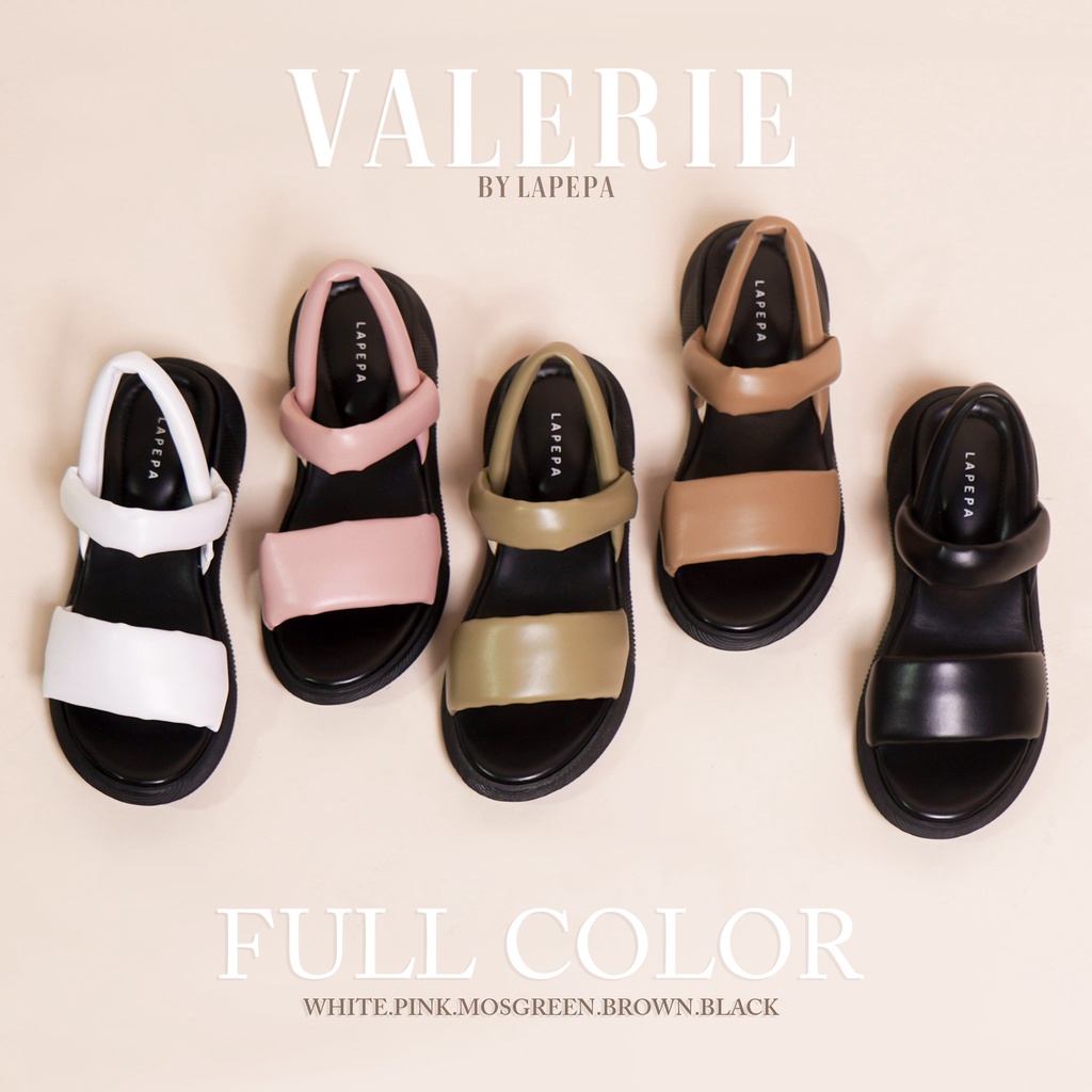 AVLINSTORE - tipe VALERIE full color Sepatu Sandal Wanita Wedges Model Ban dua Tali Strap belakang Hak Tinggi Sole 4 cm