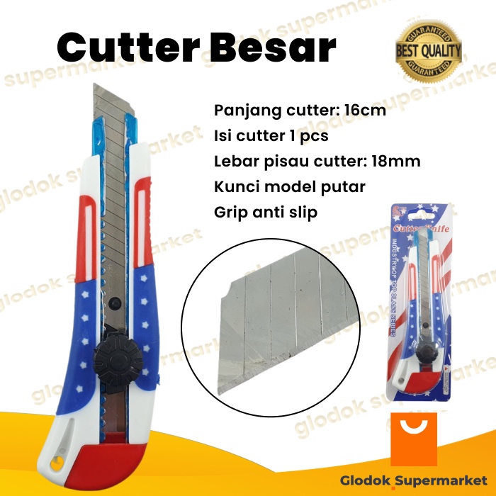 Cutter Besar USA Gagang Karet Kater Pisau Knife