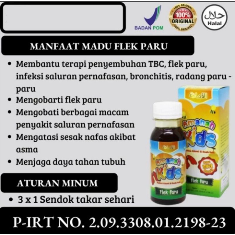 

Madu Anak Amanah Kids Flek Paru 130gr - Nutrisi Alami Si Buah Hati