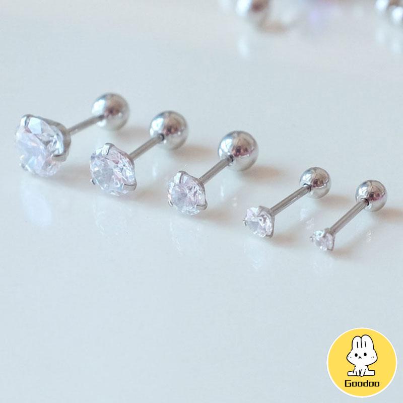 3 Cakar Kartilago Tujuan Ganda Anting-anting Stainless Steel Tragus Anting Fashion 1 Stud -Doo