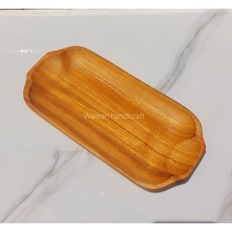 piring kayu/piring saji/piring sushi/kebab kayu jati 12x25cm ( S8 )