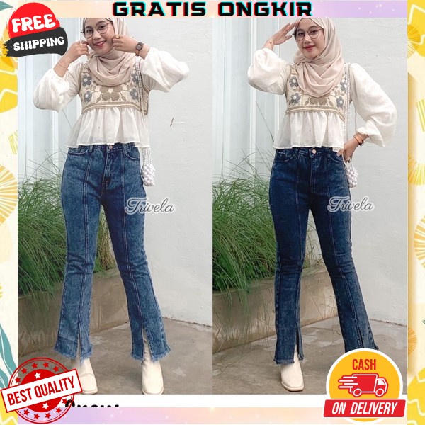 Celana Cutbray Jeans Wanita Hw Cut Bray Jeans Kekinian Celana Jean Highwaist Cutbray Jeans Cut Bray 