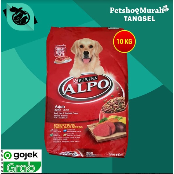 [GOSEND] Makanan Anjing Alpo Adult Beef Liver Vegetables 10 Kg Dog Food Alpo Beef 10kg