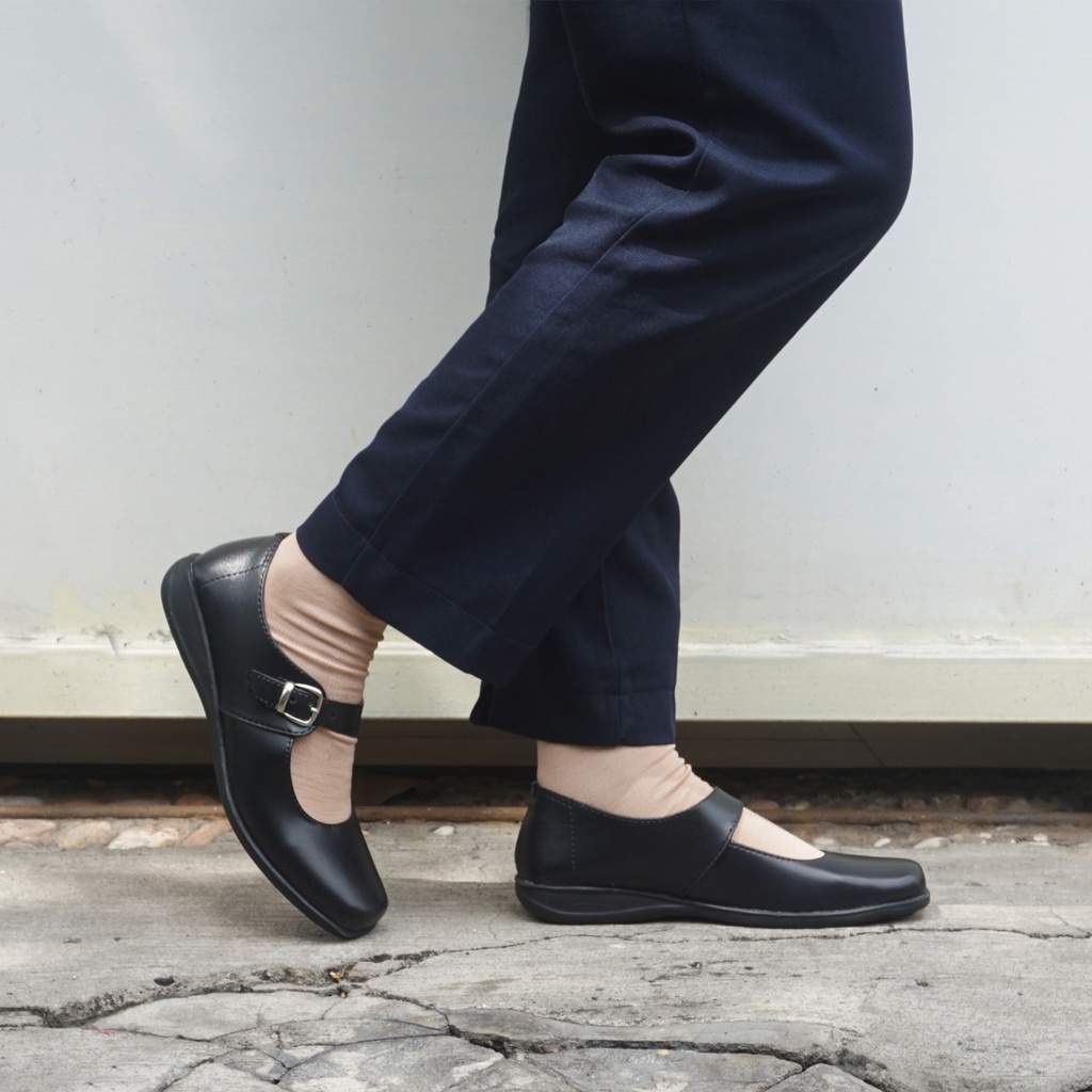 Sepatu Pantofel Wanita Model Paskibra Untuk Sepatu Sekolah dan Sepatu Perawat Flat Tanpa Hak