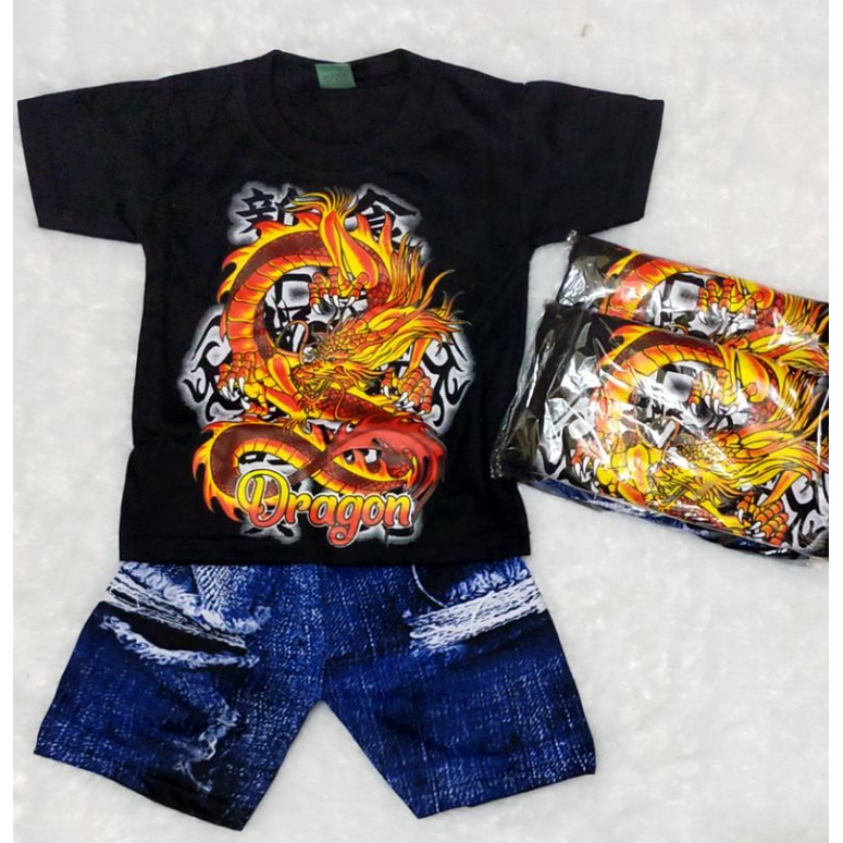 SETELAN ANAK KAOS NAGA USIA 1-7THN