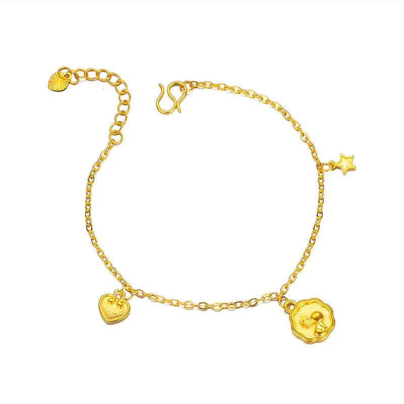 Goldkingdom Perhiasan Fashion 24K Bangkok Aksesoris Ready Stock Bunny Heart Star Gelang Wanita Lucu Minimalis Serbaguna