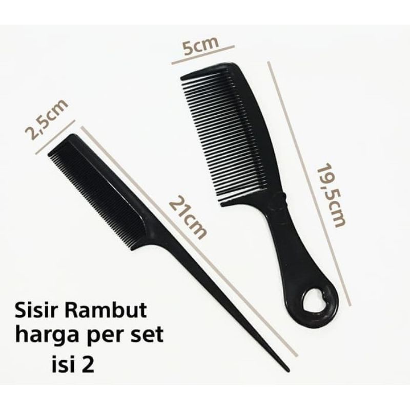 SISIR RAMBUT 1 SET ISI 2 PCS HITAM POLOS / SISIR SASAK / SISIR BESAR