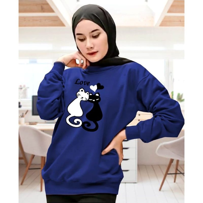 kaos oblong/sweatshirt atasan wanita lengan panjang