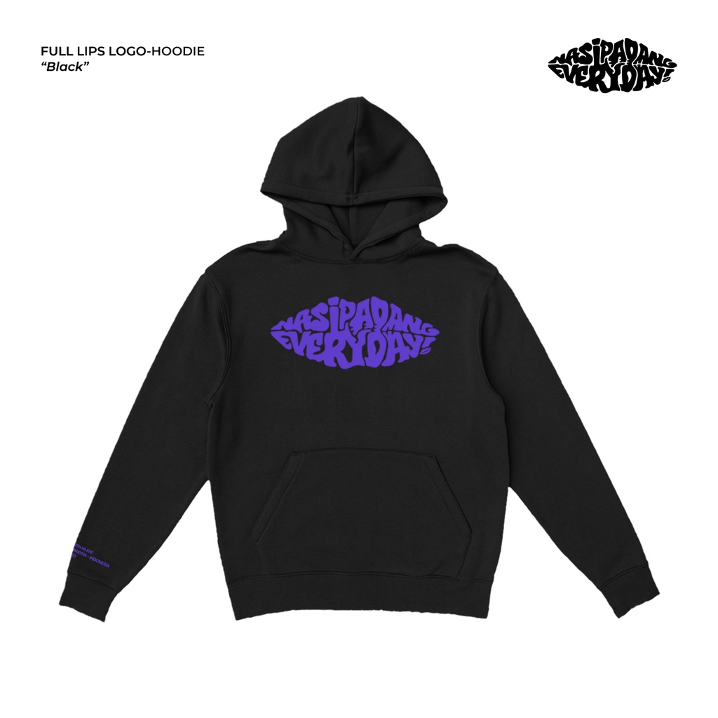 Nasi Padang Everyday - Full Lips Logo | Black Hoodie