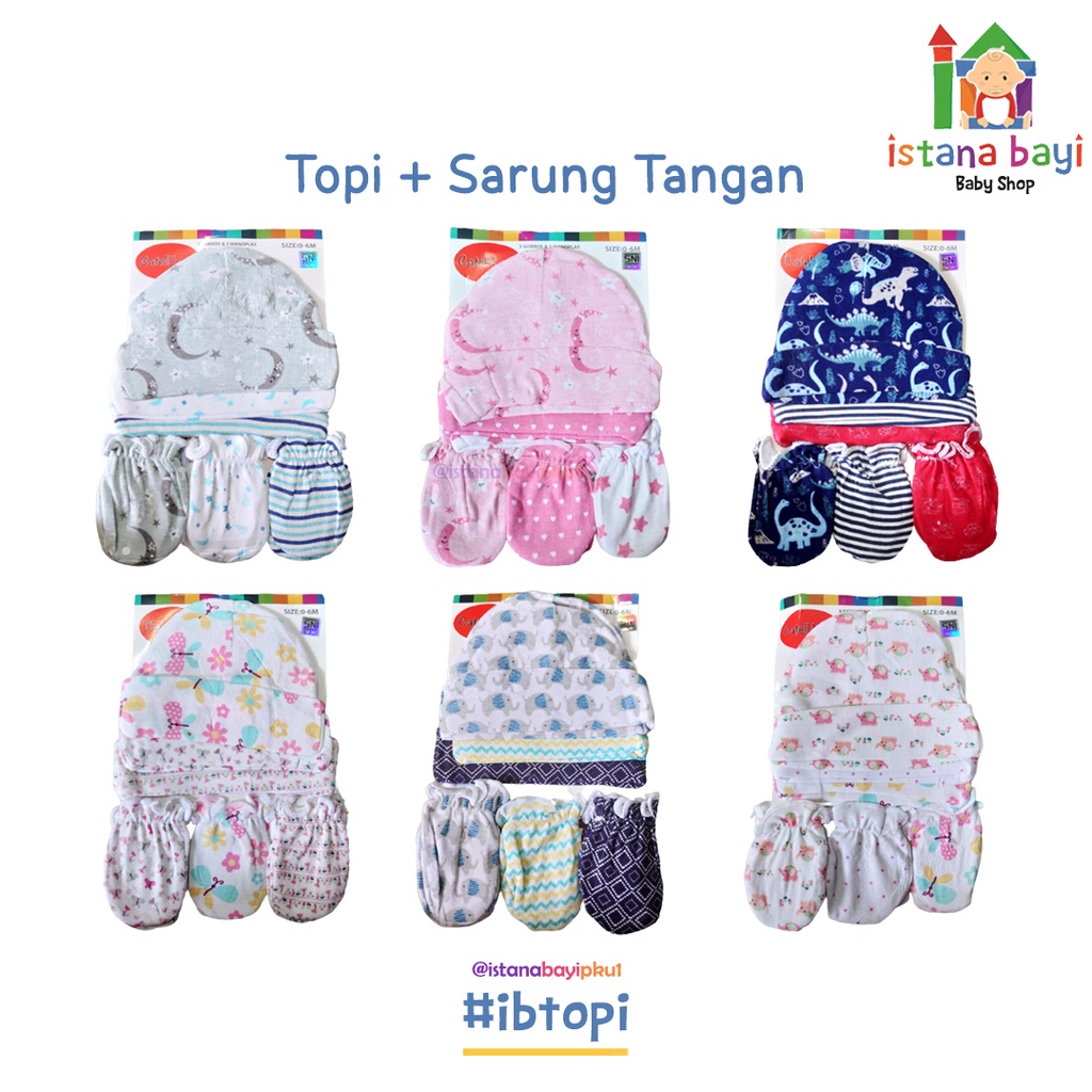 Catell Love Topi + Sarung Tangan Bayi  Isi 3 - Topi Set Bayi