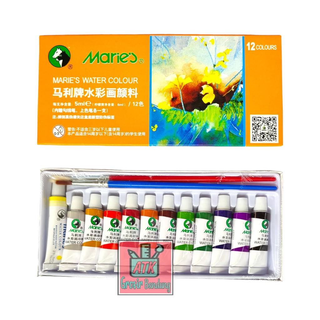 

Maries Water Colour E1325 - 12 Warna / Maries Cat Air 12 Warna 5 ML – Set SHAGB