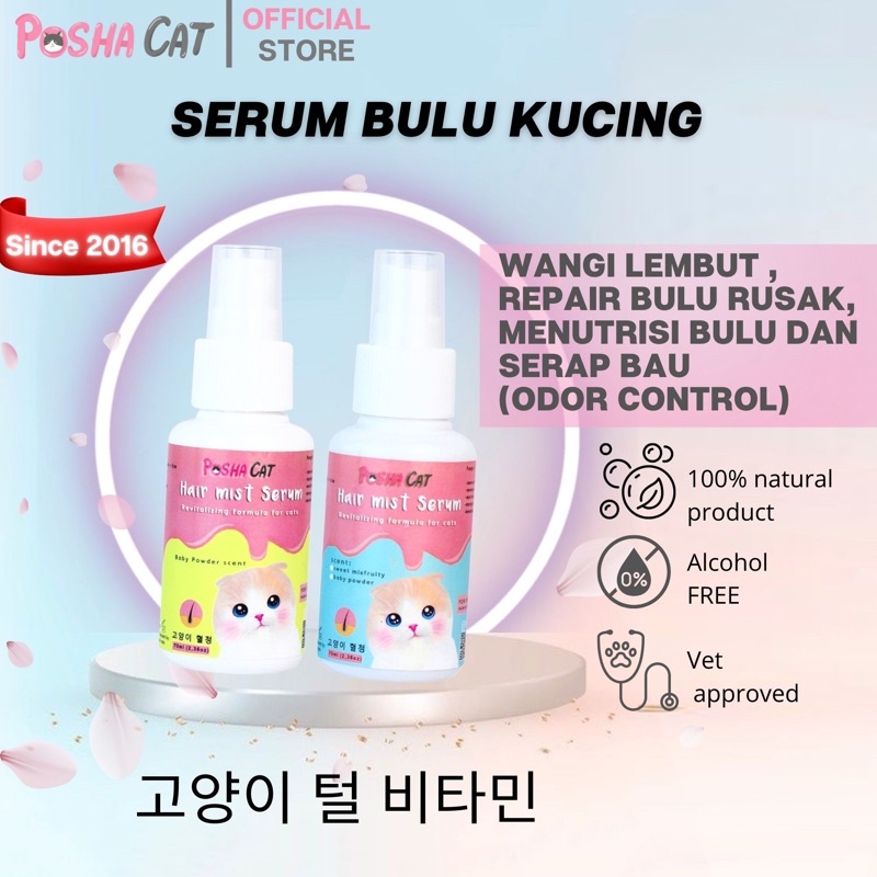 Posha_cat Hair mist serum kucing | serum bulu kucing | vitamin bulu with odor control 70ml