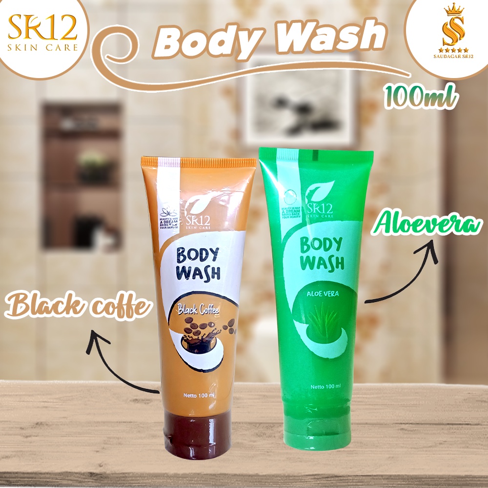 Body wash Sr12 Sabun mandi cair Mengangkat sel kulit mati Menyegarkan tubuh Mencerahkan Melembabkan kulit tubuh 100ml Bpom Saudagarsr12