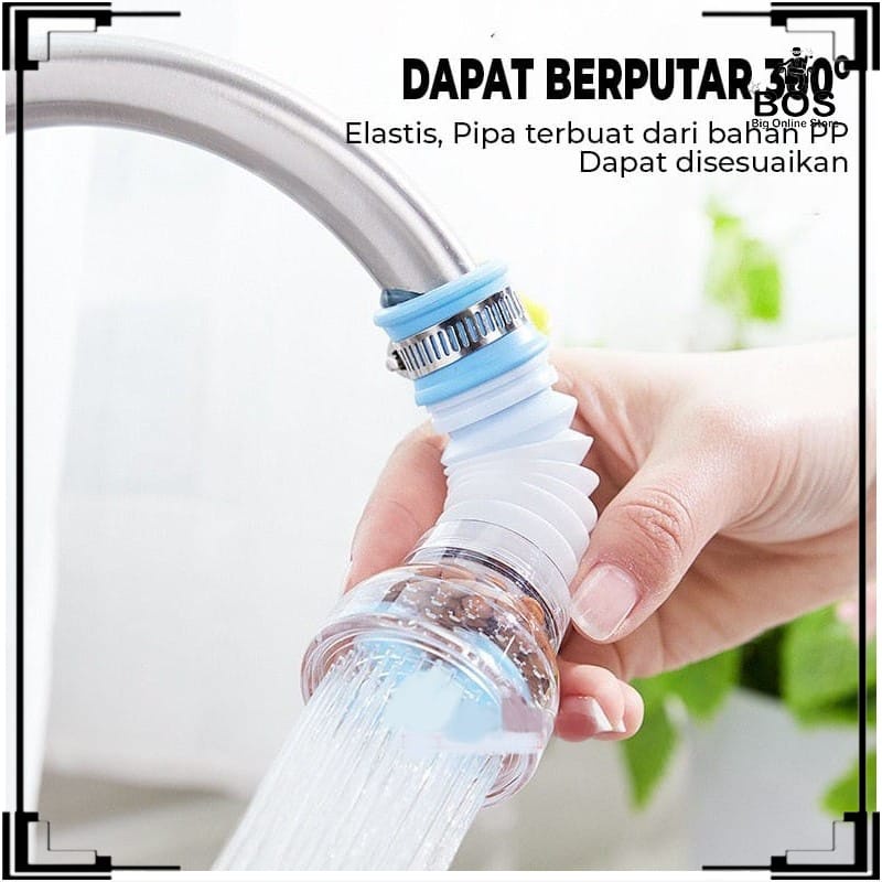 BOS - Sambungan Kran Flexible Irit Air +Krem | Anti Splash Shower Head Saringan Kecil