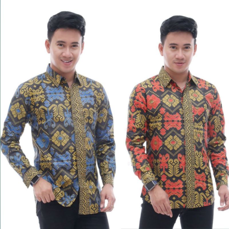 KEMEJA ATIK PRIA LENGAN PANJANG MOTIF SONGKET