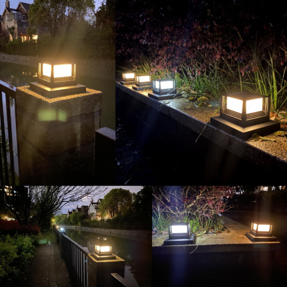 ღ Outdoor Tenaga Surya Tahan Air Post Villa Kolom Lampu Led Gerbang Pagar Pilar Kepala Gerbang Rumah Taman Teras Halaman Lanskap pencahayaan