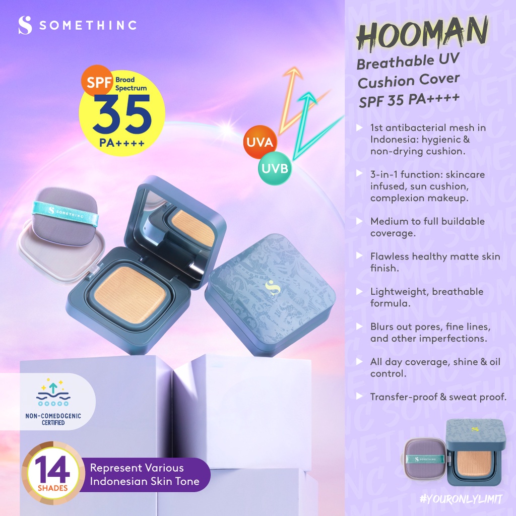 SOMETHINC [2 PCS] Base Makeup Anti Geser Tahan Lama Kit (Hooman Breathable UV Cushion Cover &amp; SRSLY Setting Spray)