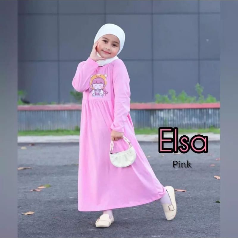 Elsa Kids Dress Anak Perempuan 7-8 Tahun Baju Anak Cewek Matt Combed 24s Aksen Sablon