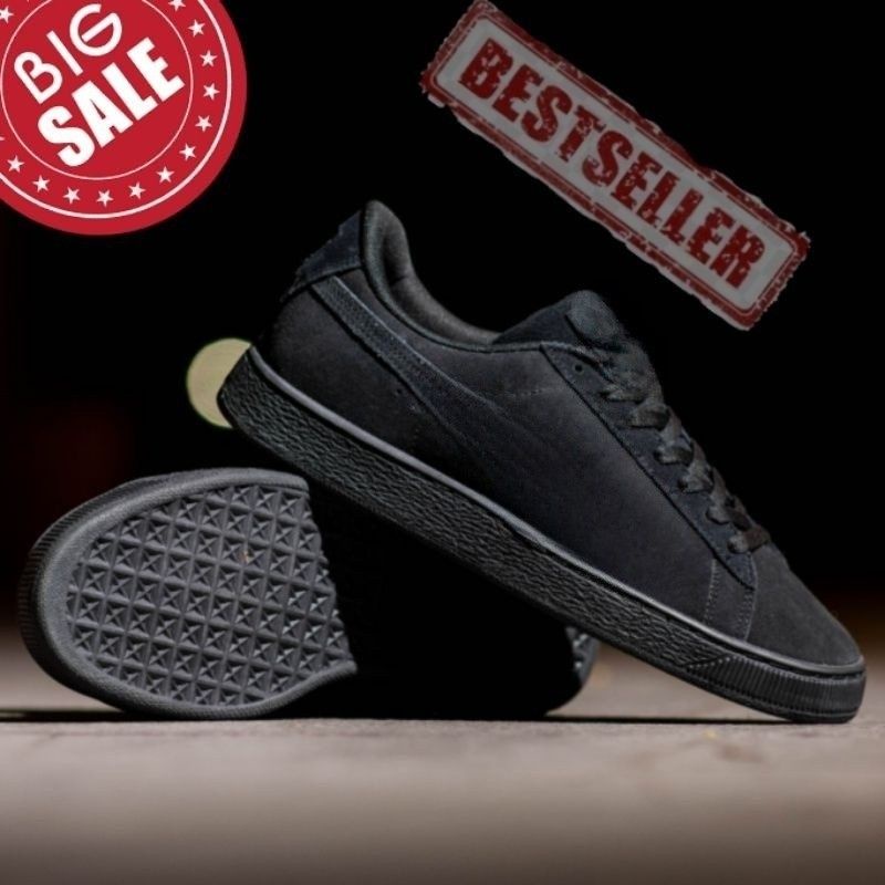 Sepatu Pum4 suede Full Black Original OEM Sneakers Pria Original