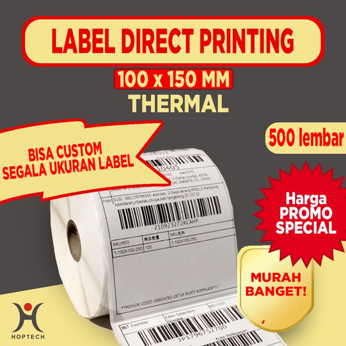 

Kertas Thermal Label Barcode 100 x 150 mm ukuran A6 isi 250 & 500 pcs - thermal 500 pcs