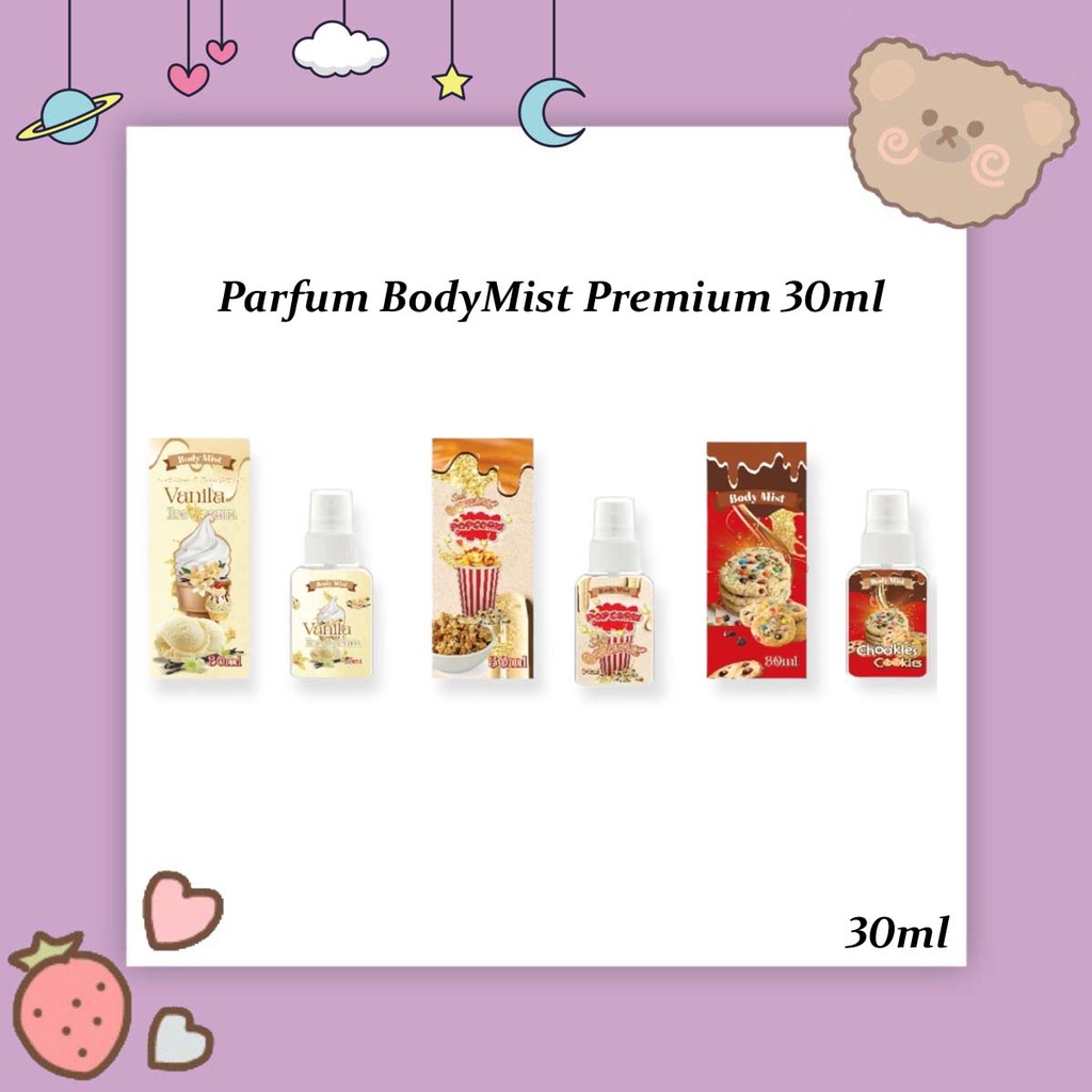 Kanzo - Paket Hemat 25 Pcs Body Mist 30ml / Paket Hemat 25 Pcs Parfum Popcorn 30ml / Parfum Pria &amp; Wanita Tahan Lama