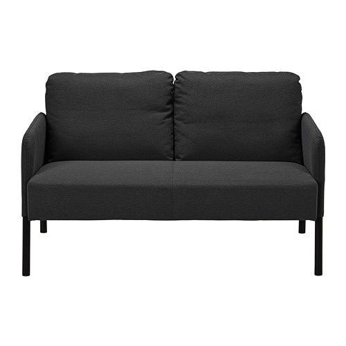 GLOSTAD Sofa 2 dudukan, knisa abu-abu tua / biru medium