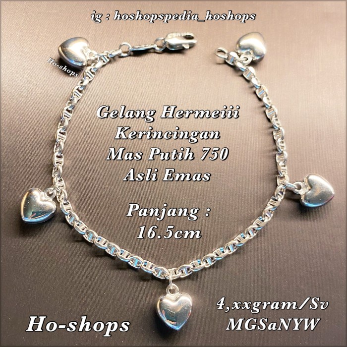 GELANG BABY / GELANG ANAK MODEL HERMEIII KERINCINGAN MAS PUTIH 75%