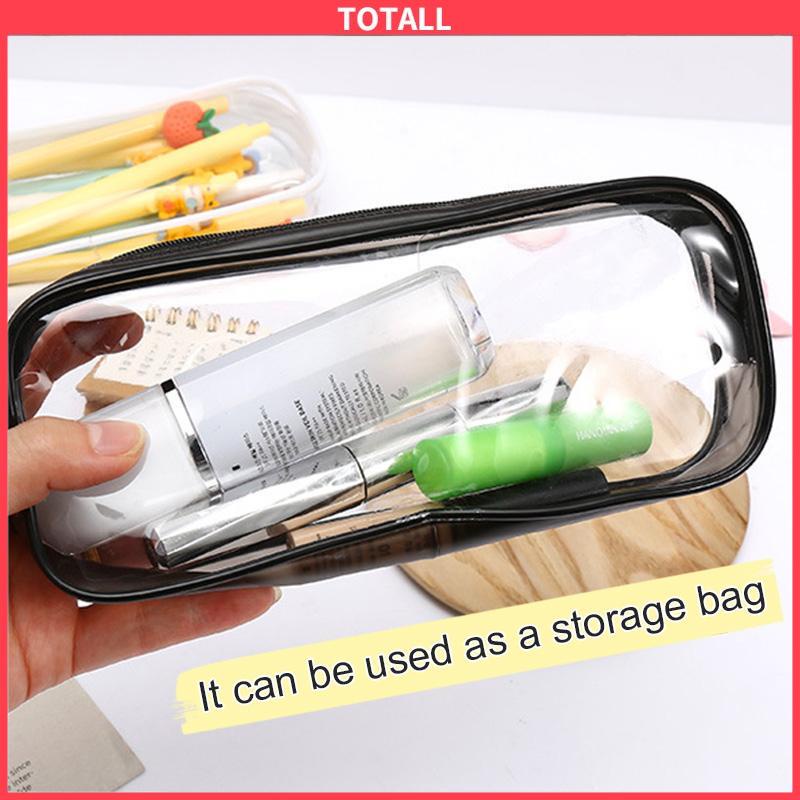 COD Decompression Primary Middle School Students Competition Rotating Pen Can Write Student Rotating PenTransparent PVC Student Stationery Zipper Pen Bag Travel Portable Toiletry Makeup Storage Bag-Totall