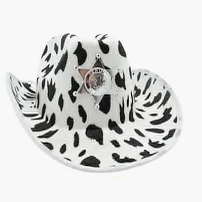 Topi Koboi Motif Print Sapi Untuk Unisex
