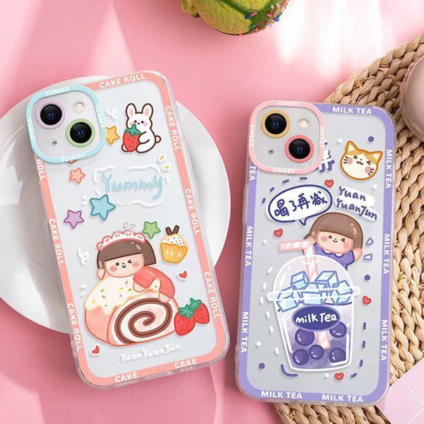 Soft Case Silikon TPU Transparan Motif Gadis Lucu Untuk IPhone 14 13 12 11 Pro XS Max X XR 8 7 6 6S Plus