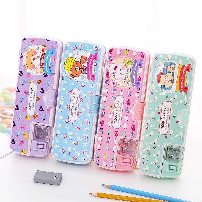 

[KARAKTERKU] Alat tulis belajar stationery Kotak Pensil Cute Pencil Case Double-Layer Multifungsi Alat Tulis Sekolah Lucu Kapasitas Besar