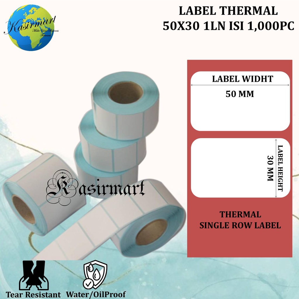 Label Thermal 50x30 isi 1000pc Stiker Barcode Laboratorium Apotek Rumah Sakit untuk Printer XP4601/XP420/DT640/DT641