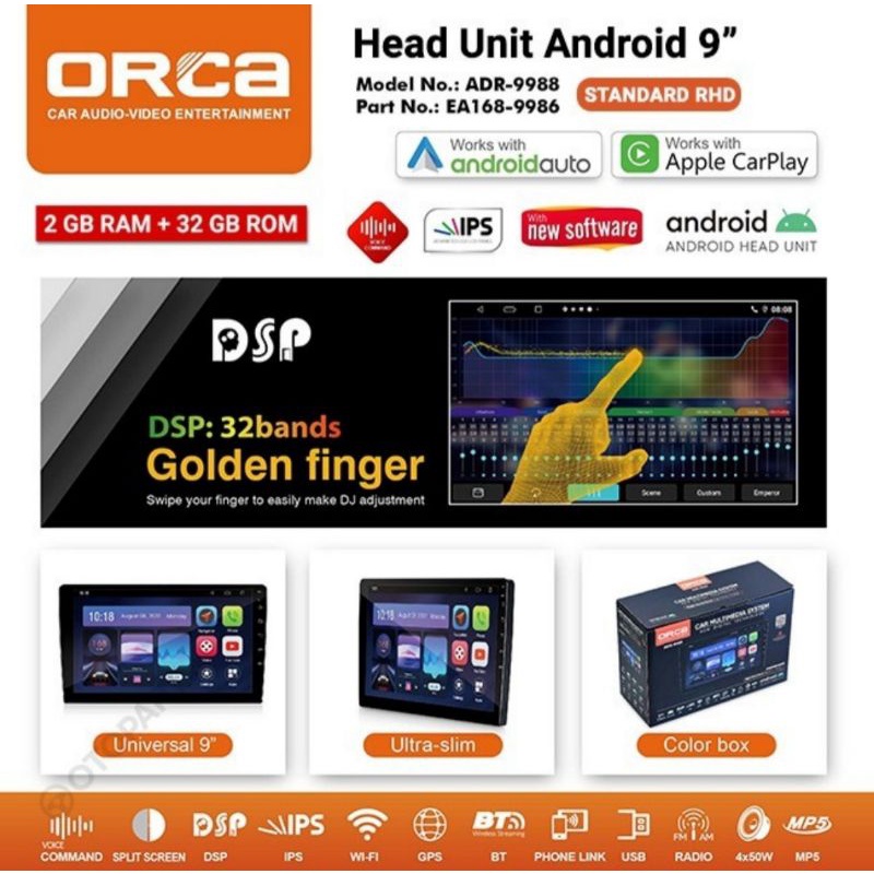 Head Unit Android ORCA ADR 9988 DSP MAZDA2