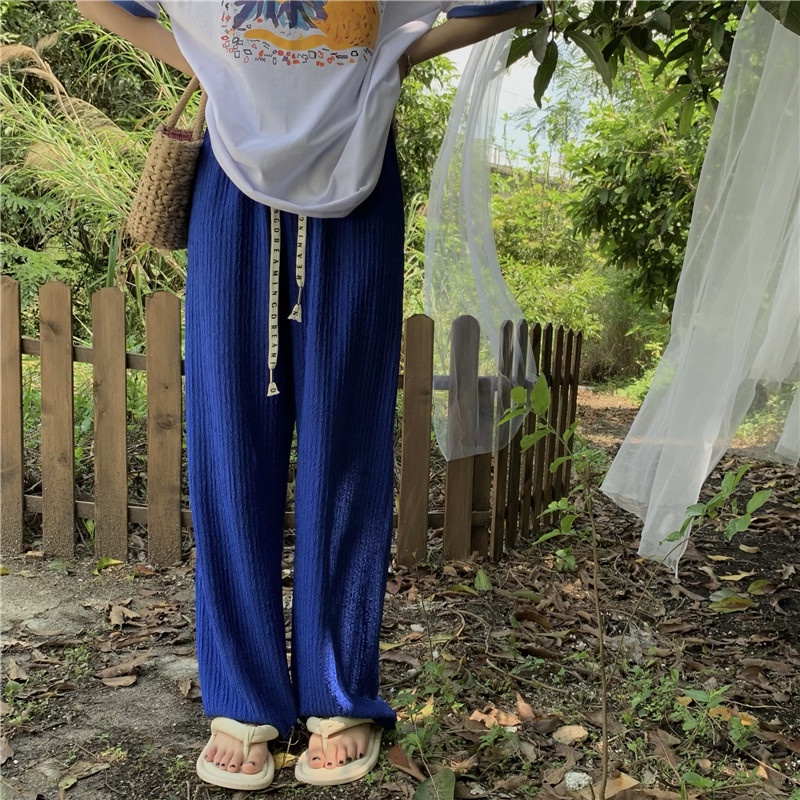 celana hitam panjang wanita loose highwaist casual korean style straight cullote pants