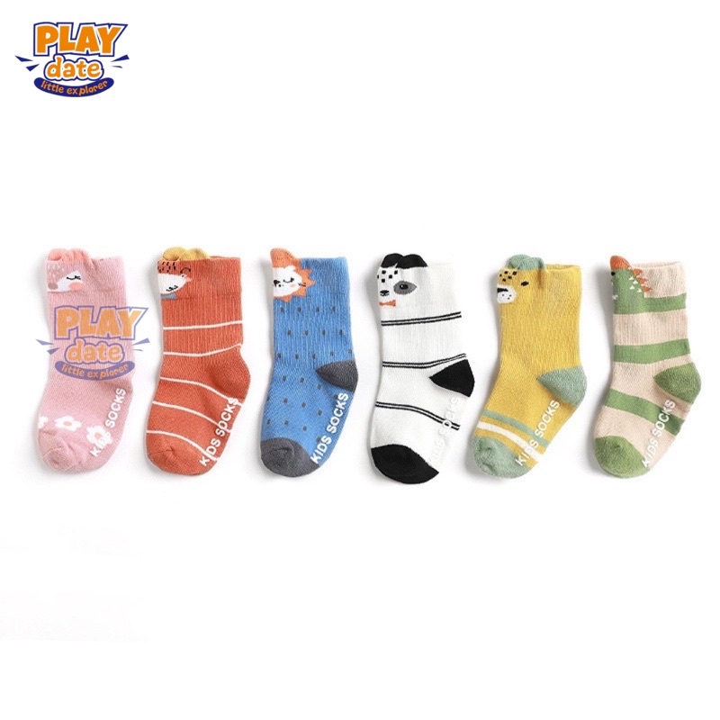 Playdate Kaos Kaki Anak Bayi Newborn Cute Animal Import Antislip / Kaos Kaki Bayi Baby Korea Lucu