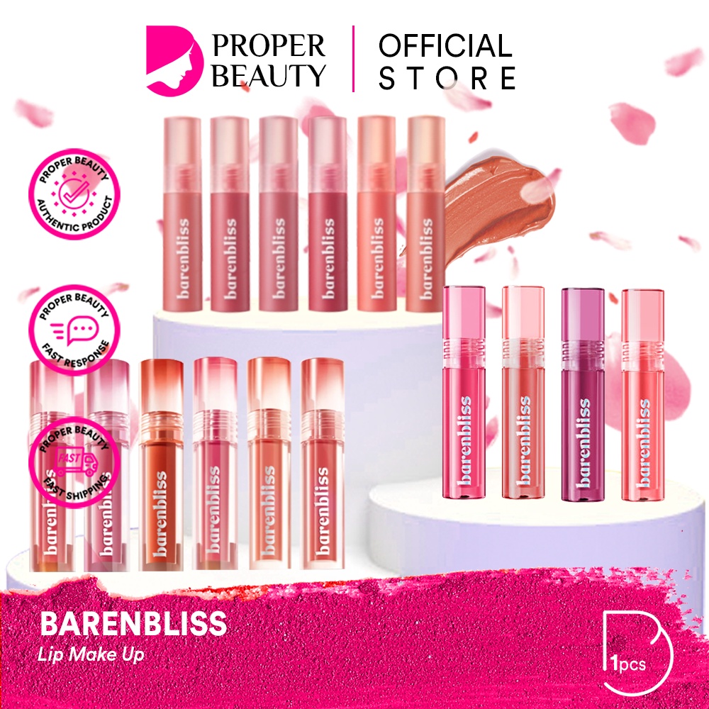 BARENBLISS Lip Make Up Korea / Kosmetik Bibir / Lipstick Tint Cream Matte Velvet Gloss Cheek Mousse Ink Stain Paint Balm Nutrition Serum Mask Liner Plumper Crayon Satin Scrub Glossy Gincu Lips Stick Lipstik / Cosmetic Makeup Face Treatment Perawatan / BNB