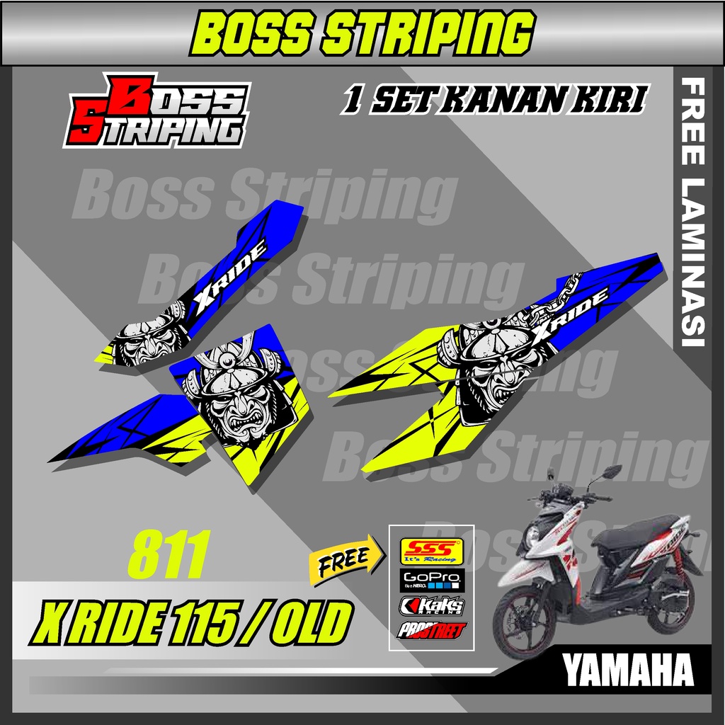STRIPING STICKER STIKER LIS BODI MOTOR XRIDE X-RIDE 2016 2017 MOTIF GAMBAR SAMURAI JEPANG HD
